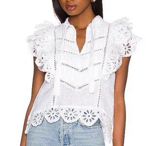 White Lace Blouse with Floral Details